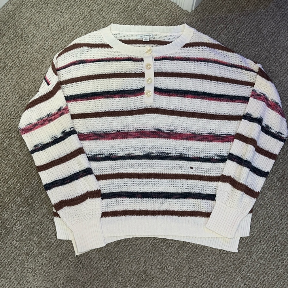 Striped long sleeve henley